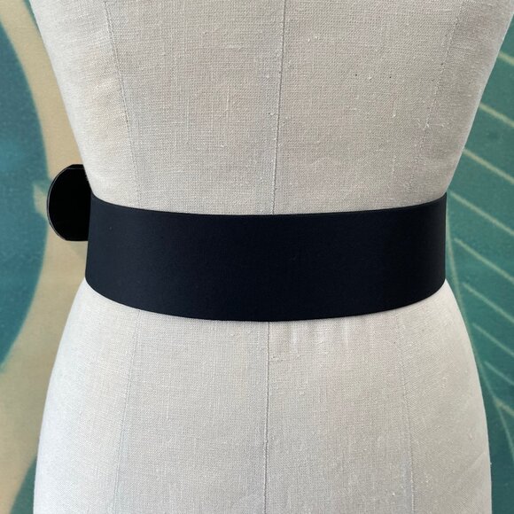 Wide black satin belt - Picture 4 of 5